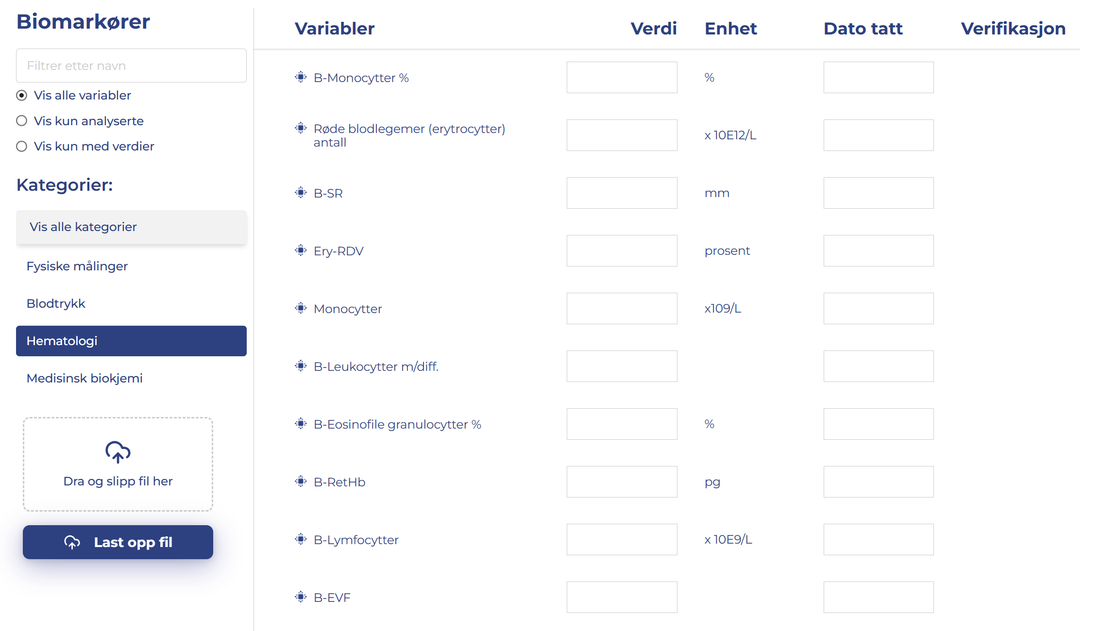 Biomarkers ingestion